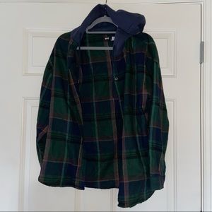 Plaid hooded flannel
